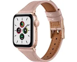 Bracelet Apple Watch Compatible - By Qubix Bracelet cuir - Rose clair - Convient pour Apple Watch 38mm / 40mm / 41mm Smartwatch bracelet cuir cuir iWatch