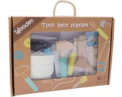 CGB Giftware Little Tribe Wooden Tool Belt Set & Work Belt | Building and Construction Pretend Play Set Fully Adjustable Belt Straps | 3+ | In Gift Box