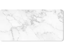 Tapis de souris XXL - Sous-main - Tapis de bureau - Marbre - Wit - Grijs - Luxe - Aspect marbre - Pierre - 120x60 cm - Tapis de souris XXL