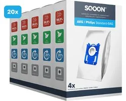 SQOON® Sacs d'aspirateur adaptés à AEG / Electrolux / Philips Standard-BAG | 20 pièces