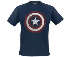 Captain America Shield Logo Heren T-shirt - marineblauw - XXL