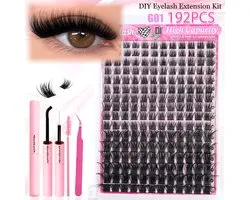 Sjika - Bond & Seal - Lash Remover - DIY Lashes at Home - Lashes - 192 segmenten - Cluster stukjes wimper - Complete wimperset - Cadeau