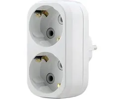 Séparateur de prise de courant | Prise de distribution | Fiche adaptateur 2 voies blanc | Vertical | Avec prise de terre | Prises | Prise de courant