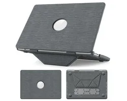 Sander Shop Compatible pour MacBook Air 13 pouces coque M5 M4 M3 M2 2026-2022 A3449 A3240 A2681 A3113, support pliable, coque rigide en plastique tissu tissé pour Air 13,6（gris）