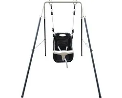 AXI Metalen Baby Schommel met zitje in Antraciet/créme - Vrijstaande schommelset voor binnen en buiten - Schommelset voor kinderen