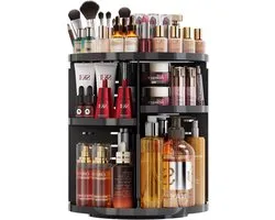 Auxmir Makeup Cosmetic Organizer New Updated Version 9 Adjustable Levels, 360°Rotating Storage, Makeup Organizers for Dresser Dressing Table, Black