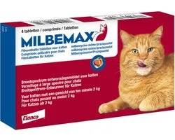 Milbemax Milbemax Kat Rund - Anti wormenmiddel - 4 tab 2 Tot 12 Kg