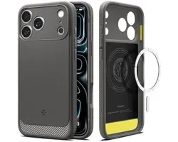 Spigen Hoesje Geschikt voor Apple iPhone 18 Pro Max / 17 Pro Max - Rugged Armor MagFit - Compatibel met MagSafe / Qi2 - Air Cushion - Case Grijs