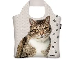 Ecozz - Studio Onszelf nous-mêmes - M. Cat - 100% recyclé (rPet) - Oeko-Tex - Avec fermeture éclair - Verrouillable - Sac shopping pliable - Résistant à l'eau - Shopper - Ecofriendly - Durable