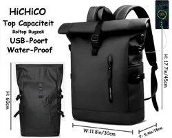 Rolltop Rugzak - Reistassen Uitbreidbaar Usb Opladen Grote Capaciteit - Waterdichte Rugzak - Rugtas - Werktas - fietstas - laptop Rugtas - Backpack Rugzak - Wandelen Rugzak Fietsen Tas Met Usb-Poort