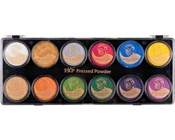PXP Pressed powder palet pearl colours 12 x 5 gram - Carnaval Schmink Kleur Feest Thema Body Paint