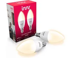 Innr smart E14 LED lamp - geschikt voor Philips Hue - Zigbee bulb - warmwit licht - slimme kaarslamp - dimbaar - 470 lumen - 2 pack