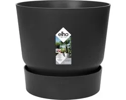 Elho Greenville Rond 40 - Pot De Fleurs avec un Réservoir d'eau Intégré - Interieur & Extérieur - Plastique 100% Recycle - Ø 39.0 x H 36.8 cm - Living noir