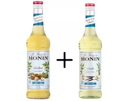 Monin Siroop vanille suikervrij 70cl + Hazelnoot suikervrij 70cl