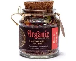 Herbes d'encens à la rose et au géranium Organic Goodness (80 grammes)