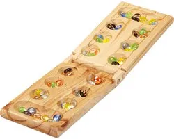 relaxdays kalaha jeu - mancala - mankala - jeu de société - jeu de haricots - bois - jeu de voyage - plateau