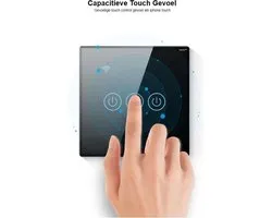 TechU™ Smart Wall Switch 3 Boutons – Wifi & App – Zwart – Alexa Amazon & Google Assistant – Panneau de Verre Dur – Étanche