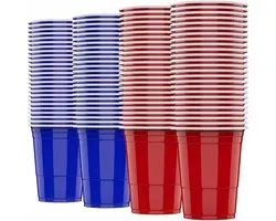 Gobelets de beer pong Somstyle - 100 pièces - Red Cups 500 ML - Set de beer pong - Bleu & Rouge