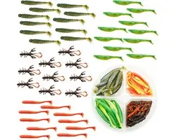 Fish-Xpro Softbait Set - Sandre & Perche - 5 à 10cm +/- 60 pièces - Shads - Set de Leurres - Poissons carnassiers