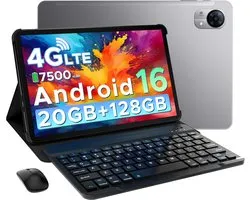 DOOGEE Tab G5 VIP - Tablette - 20 GB + 128 GB (2 TB TF) - 4G LTE - Android 16 - 10 pouces 120 Hz IPS HD - Unisoc T7200 - 7500 mAh - 2 haut-parleurs - Widevine L1 - Face ID - GPS - Met clavier, souris, stylet, casque