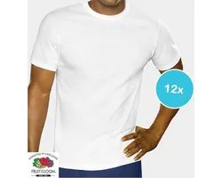12 Pack van Fruit of the Loom T-shirts Ronde Hals Wit
