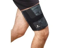 Mövibrace - Bovenbeen bandage - Bovenbeenbrace - Verstelbaar - Bij spierblessure en overbelasting - Unisex - Zwart/Camouflage