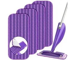 Lingettes de rechange réutilisables pour balais Swiffer Wet Jet, lot de 4, microfibres de rechange pour balais humides et secs de 30 cm, violet.