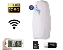 Trend Goods - Désodorisant pour caméra Spy cachée - Wifi avec application - Caméra de sécurité intérieure - Cam Spy - Nannycam - Incl. Carte Micro SD 64 Go - Vision nocturne - Capteur de mouvement