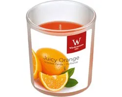 1x Bougies parfumées orange dans un support en verre 25 heures de combustion - Bougies parfumées parfum orange - Décorations pour la maison