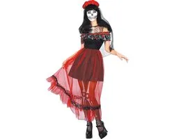 Vegaoo - Dia de los Muertos outfit met rode sluier voor vrouwen