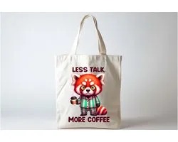 Tote Bag Red Panda Less Talk More Coffee - cute - supercute - cutelife - beautiful - beautifulvibes - lief - superlief - liefleven - mooi - mooiedag - mooiemensen