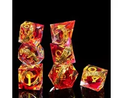 Set de dés Joya Dice® Dungeons and Dragons | Set de Dés DnD Polydice | Set de dés D&D | Set de 7 pièces en résine | Coffre de rangement de Luxe inclus | L' Ring – Rouge cramoisi