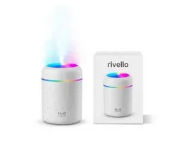 Rivello Aroma Diffuser - 300ML - Compact & Praktisch - Luchtbevochtiger Met Sfeer En Nachtlampje - Aromatherapie - Luchtreiniger - Led Verlichting - Vernevelaar - Wit