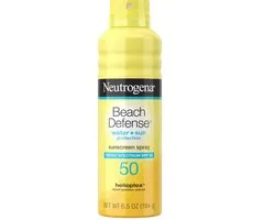 Neutrogena Beach Defense Sunscreen Spray SPF 50 – Breed Spectrum UVA/UVB Bescherming – Waterbestendig Tot 80 Minuten – Olievrije Zonnebrandspray voor Gezin & Strand – 184 ml