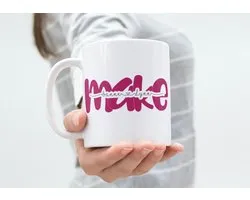 Hip met Pit Creaties - Mok "Make" Gepersonaliseerd met Namen Kleinkinderen - 300ml Koffiemok - Vaatwasbestendig - Verjaardag Moederdag - Namen via Mail