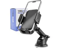 Porte-téléphone Auto Wegman avec Ventouse - Ventouse Extra Puissante pour Tableau de Bord et Vitre - Support Auto pour tous les Téléphones - Porte-téléphones Auto - Support GSM Mobile - Accessoires Auto - Zwart
