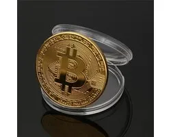 Bitcoin munt | met hoesje | goud | 1 stuk