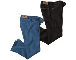 ATLAS FOR MEN - Set van 2 regular stretchspijkerbroeken - Heren - Verkrijgbaar in grote maten - W34