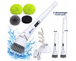 Spin Scrubber Alando S8 - ProClean - Elektrische Schoonmaakborstel - 84W Krachtige Motor - Snoerloos & Oplaadbaar - Inclusief Uitschuifbare Steel & 6 Opzetstukken