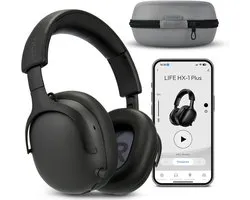 MEDION Over Ear koptelefoon HX-1 Plus (draadloos, Feed Forward Noise Cancelling, Bluetooth 6.0, 5+1 EQ-presets, tot 100 u batterijduur, spatwaterdicht IPX4), zwart