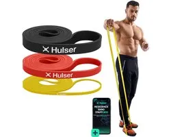 Hulser Resistance band set 3-delig - 2 tot 30 kg - 104 / 208 cm - Met digitale startgids - Weerstandsband voor pull up - Fitness weerstandband - Stretch elastiek - Bands - Power band weerstandselastiek