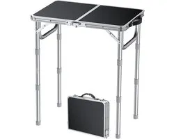 FUNYKICH 2ft Small Folding Camping Tables, 3 Height Adjustable Portable Picnic Table, Lightweight Aluminum Outdoor Table with Carry Handle for Camping, Picnic, Barbecue, 58 x 40cm (L22.8 x 40 cm)