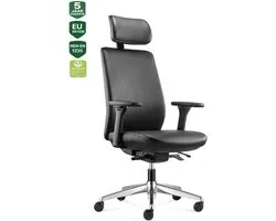 BENS 918HExe-Synchro-4 Zwart - Luxe Executive Ergonomische Bureaustoel - Bureaustoel voor volwassenen - Kantoorstoel - Volledig Lederen bekleding - Volledig instelbaar - GREENGUARD GOLD - NEN-EN1335 & ARBO normen