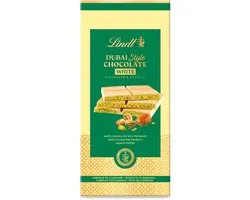Tablette de chocolat Witte Lindt DUBAI STYLE Pistache 145 grammes - Chocolat Witte , Kadayif, Pistaches - Chocolat Premium Dubai Style