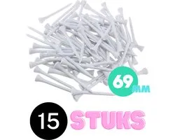 Golf tees hout - 15 stuks - 69mm - Wit - Golf accesoires - Golfset - Golftees - Golftee - Golfaccesoires