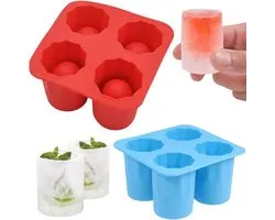 2 pièces bacs à glaçons en Siliconen 4 machine à glaçons Giant en forme de tasse moule à glaçons été Bar fête Bières boisson glacée Whishy outil Accessoires de vêtements pour bébé (rouge + Blauw)