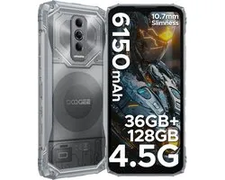 DOOGEE Blade 10 Ultra Energy 4.5G - Robuuste Telefoon - Smartphone - 36 GB RAM+128 ROM（2TB/TF) - UNISOC T7250 - Android 16 - 6,56-inch HD+ 90Hz - 64MP Camera - 6150mAh/18W - IP68 - 10.7mm - Vingerafdruk-Face ID - NFC - GPS - Zilver