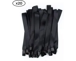 IBOO 20 black fabric bracelets for events – plastic clasp to prevent transfer or reuse – pleasant satin bracelets of - ShopVlot