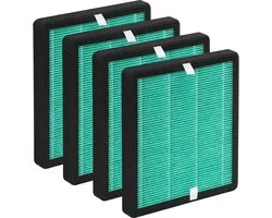 4-Pack R1/P1801/P1802 True HEPA vervangingsfilter compatibel met YIOU Purifier R1/P1802 & Elechomes Purifier P1801, 3-in-1 filters - diepgroen