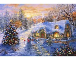 Bluebird Puzzle kerstpuzzel Christmas Cottage - 2000 stukjes.
